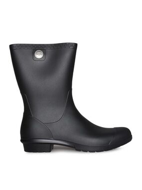 UGG Women's Sienna Matte Black Rubber Mid-Calf Rain Boots 1100510 Size 7 VEUC